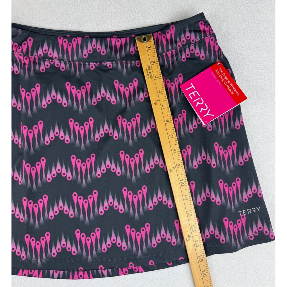 Terry Mixie Skort Women Medium Black Pink Minilink Cycling Athletic Skirt NEW - Picture 8 of 9